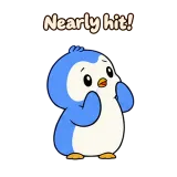 Nearly hit! · Blue Pebble sticker from Chat Reactions