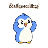 Really cooking! · Blue Pebble · Standing sticker from Chat Reactions