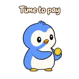 Time to pay · Blue Pebble sticker from Chat Reactions