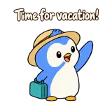 Time for vacation! · Blue Pebble sticker from Chat Reactions