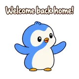Welcome back home! · Blue Pebble sticker from Chat Reactions