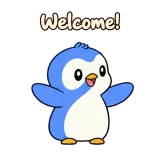 Welcome! · Blue Pebble sticker from Chat Reactions