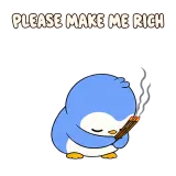 PLEASE MAKE ME RICH · Blue Pebble sticker from Express Yourself