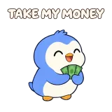TAKE MY MONEY · Blue Pebble sticker from Express Yourself