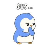 Sus Penguin sticker from Chat Reactions