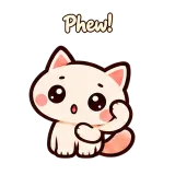 Phew! · Cream Cat sticker from Chat Reactions