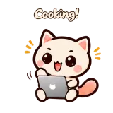 Cooking! · Cream Cat · Laptop sticker from Chat Reactions