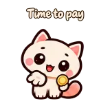 Time to pay · Cream Cat sticker from Chat Reactions