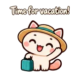 Time for vacation! · Cream Cat sticker from Chat Reactions