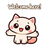Welcome here! · Cream Cat sticker from Chat Reactions