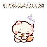 PLEASE MAKE ME RICH · Cream Cat sticker from Express Yourself