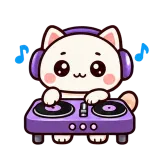 DJ Time · Cream Cat sticker from Express Yourself