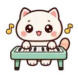Piano Time · Cream Cat sticker from Express Yourself
