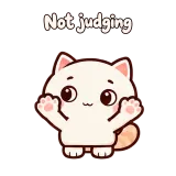 Not judging · Cream Cat sticker from Express Yourself