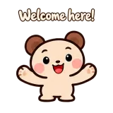 Welcome here! · Funny Bear sticker from Chat Reactions