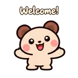 Welcome! · Funny Bear sticker from Chat Reactions