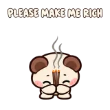 PLEASE MAKE ME RICH · Funny Bear sticker from Express Yourself