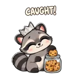 Caught Red Pawed sticker from Raccoon Decisions