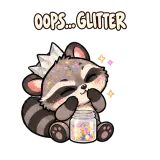 Glitter Incident sticker from Raccoon Decisions