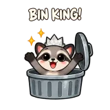 Bin King sticker from Raccoon Decisions