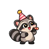 Party Cheer · Chaos Raccoon sticker from Express Yourself