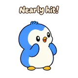 Nearly hit! · Awkward Penguin sticker from Chat Reactions