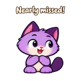 Nearly missed! · Drama Cat sticker from Chat Reactions