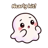 Nearly hit! · Soft Ghost sticker from Chat Reactions
