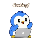 Cooking! · Awkward Penguin · Laptop sticker from Chat Reactions