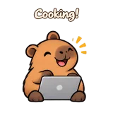 Cooking! · Capybara · Laptop sticker from Chat Reactions