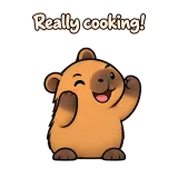 Really cooking! · Capybara · Standing sticker from Chat Reactions