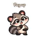Pay up · Chaos Raccoon sticker from Chat Reactions