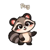 Pay · Chaos Raccoon sticker from Chat Reactions
