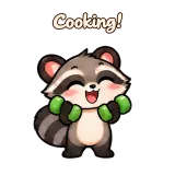 Cooking! · Chaos Raccoon · Sport sticker from Chat Reactions