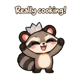 Really cooking! · Chaos Raccoon · Standing sticker from Chat Reactions
