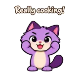 Really cooking! · Drama Cat · Standing sticker from Chat Reactions