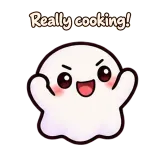 Really cooking! · Soft Ghost · Standing sticker from Chat Reactions