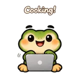 Cooking! · Tiny Frog · Laptop sticker from Chat Reactions