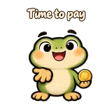 Time to pay · Tiny Frog sticker from Chat Reactions