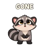 GONE · Searching · Chaos Raccoon sticker from Express Yourself