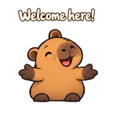 Welcome here! · Capybara sticker from Chat Reactions