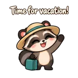 Time for vacation! · Chaos Raccoon sticker from Chat Reactions