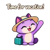 Time for vacation! · Drama Cat sticker from Chat Reactions