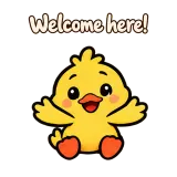 Welcome here! · Office Duck sticker from Chat Reactions
