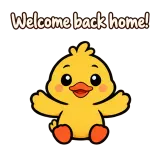 Welcome back home! · Office Duck sticker from Chat Reactions