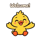 Welcome! · Office Duck sticker from Chat Reactions