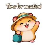 Time for vacation! · Snack Hamster sticker from Chat Reactions
