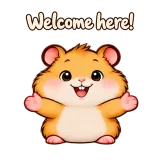 Welcome here! · Snack Hamster sticker from Chat Reactions