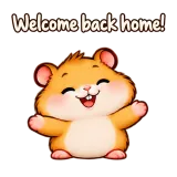 Welcome back home! · Snack Hamster sticker from Chat Reactions