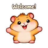 Welcome! · Snack Hamster sticker from Chat Reactions